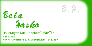 bela hasko business card